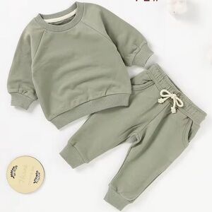 ORGANIC COTTON Kids CREWNECK and Joggers Set Cream